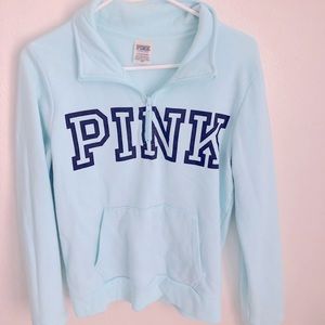 NWOT BABY BLUE VICTORIA’S SECRET PINK QUARTER- ZIP